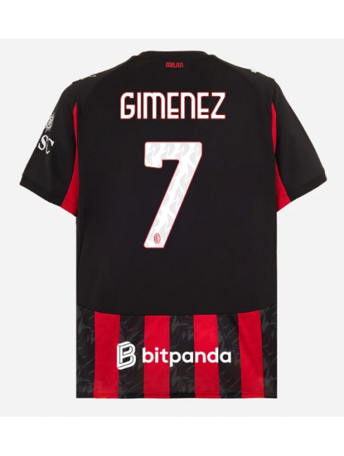 AC Milan Santiago Gimenez #7 Replika Hemmakläder 2025-26 Kortärmad AC Milan Santiago Gimenez #7 Replika Hemmakläder 2025-26 Kortärmad